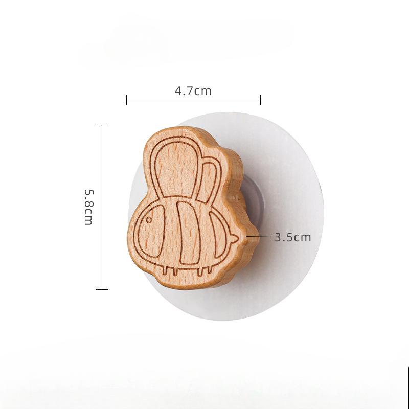 Cartoon Design, Cute Animal, Solid Wood Hook, No Punching, Wooden Adhesive Hook, Beech Wood, Clothes Hook At The Entrance of The Door, Cabinet Handle
