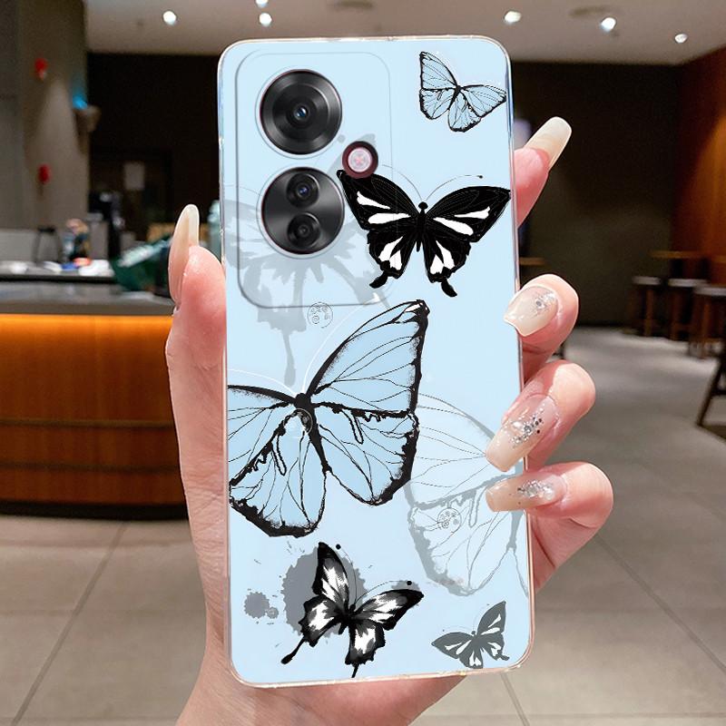 Für OPPO Reno 11F / Reno 11A Hülle Klar Luxus Mode Schmetterling Blumen Weiches TPU Silikon Abdeckung für OPPO Reno11 F A Handyhülle