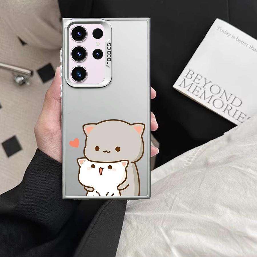 Phone Case for Samsung Galaxy S23 S24 S25 Ultra S20 S22 S23 FE Note 20 S21 Plus S24FE Shell Cover Cute Cartoon Cat Couple