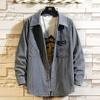 Men's Japanese Retro Striped Long-Sleeve Shirt - Casual Spring/Autumn Fashion