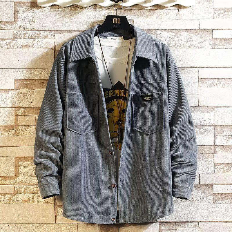 Men's Japanese Retro Striped Long-Sleeve Shirt - Casual Spring/Autumn Fashion