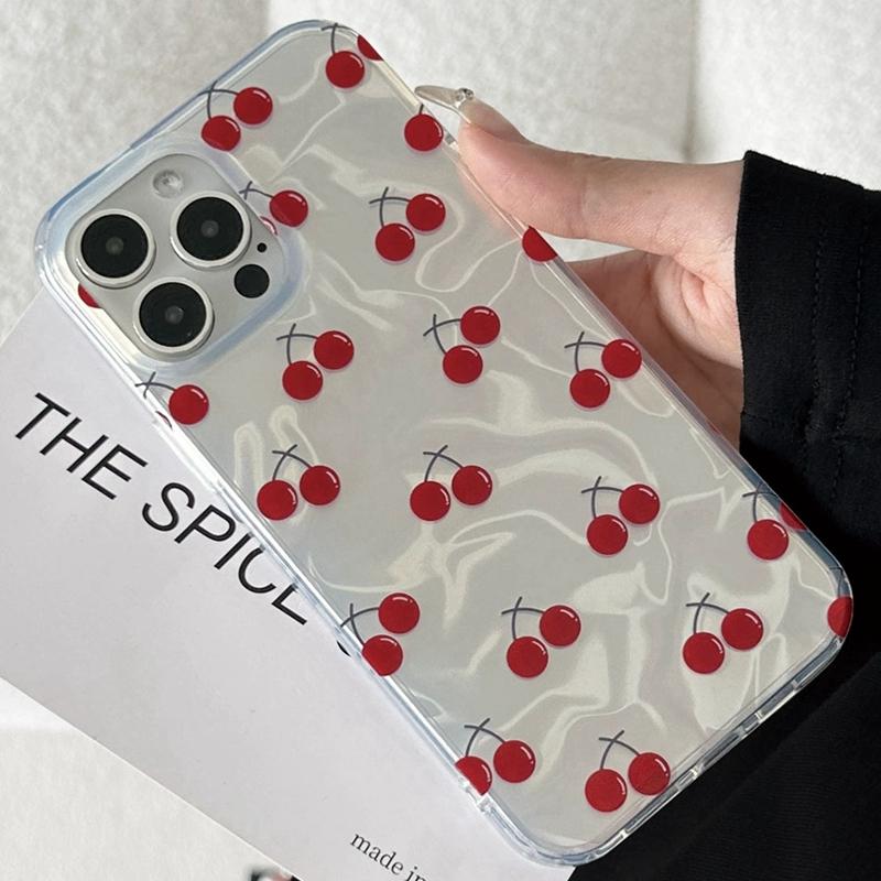 Pink Cherry Bow Girls Women Phone Case For Apple Iphone 16pro 15 16 14 13 Pro Max 16e 12 11 7 8 Plus XR SE Bumper Fundas Cover