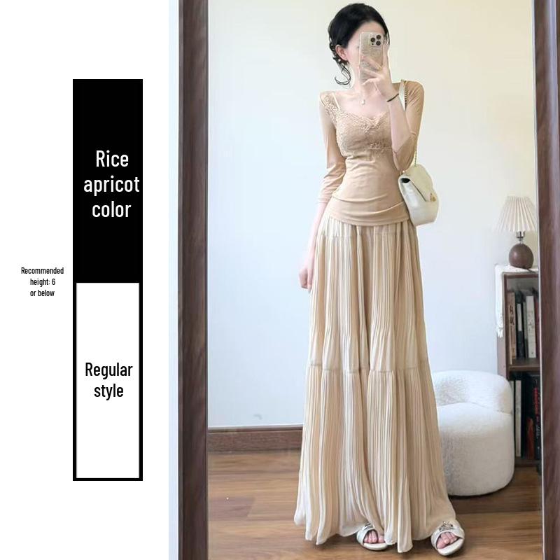 

Абрикосовая шифоновая миди-юбка А-силуэта с плиссировкой и завышенной талией для женщин Small