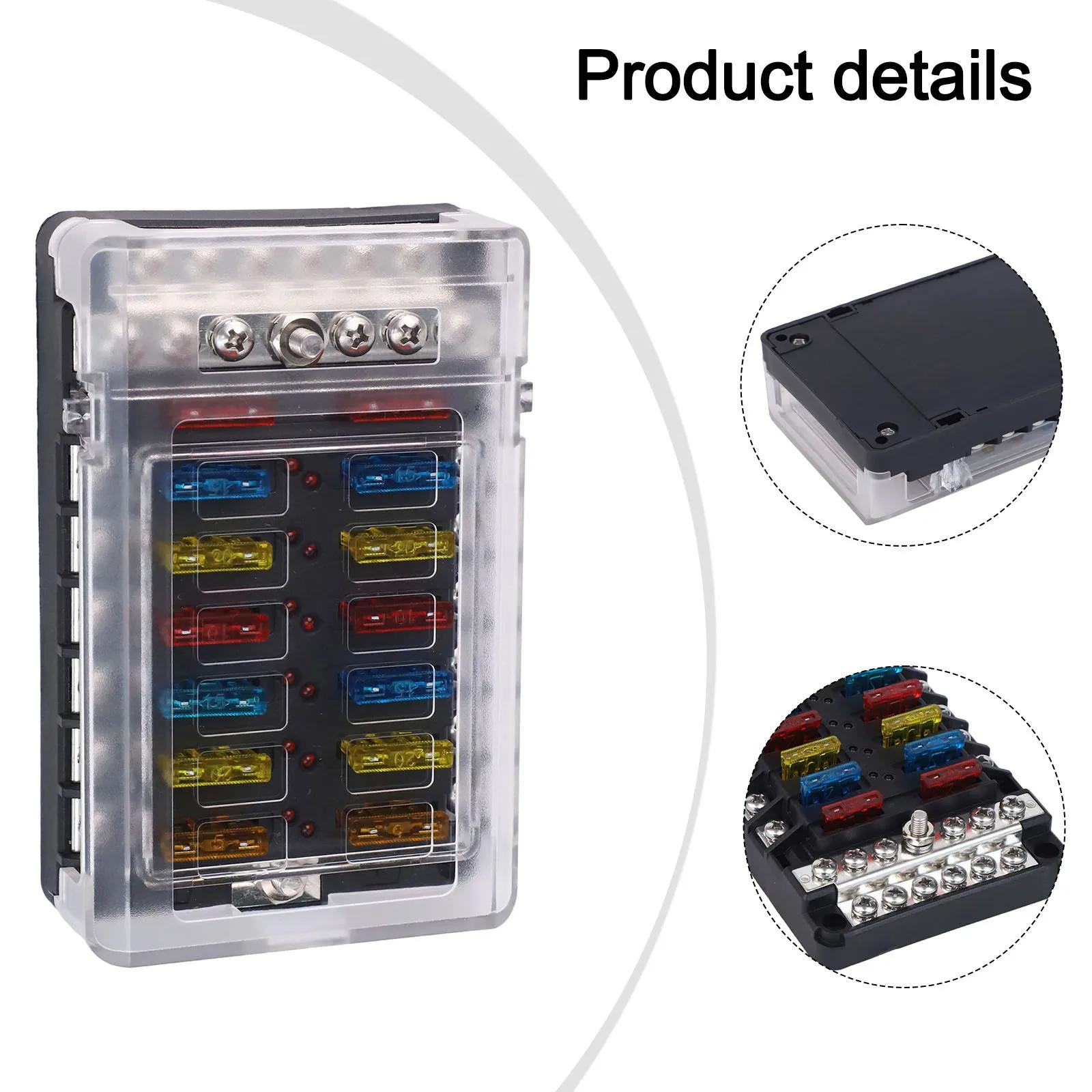 

For Vehicles LED Indicator Fuse 12V Fuse Box Black 12V Fuse Box With Indicator Optimal Conductivity Flame Resistant China Mainland