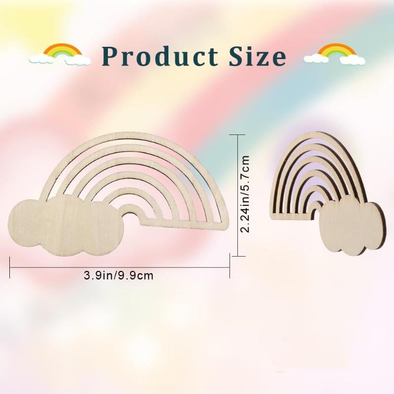 

10 шт. Радуга Деревянный Вырез Незаконченный Деревянный Незаконченный DIY Поделки Подвесные Украшения Облака Диски Ломтики для Дома DIY