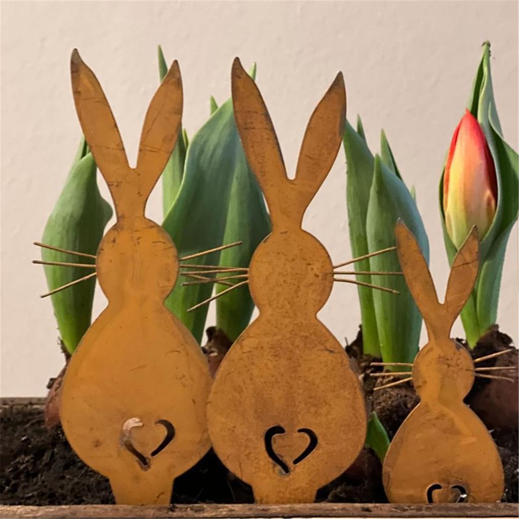 3Pcs Rabbit Yard Plugin Emblems Animal Yard Decor Rabbit Garden Stakes Garden Rabbit Stake Yard Gardening Decor Outdoor