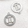 Zodiac Diamond-Studded Round Pendant Jewelry Set: Keychain, Bracelet, Necklace, Earrings
