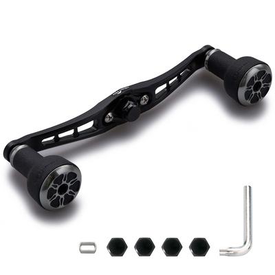 HEIGHTEN Baitcasting Reel Handle with 24mm TPE Compatible with and Abu Garcia Baitcasting Reels Black Gunmetal 120/92mm Knob, Shimano, Daiwa, (120mm -