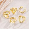 5Pcs Ocean Beach Ring Men Women Golden Starfish Shell Sea Snail Finger Ring Adjustable Opening Alloy Coastal Ring Fashion Jewelry