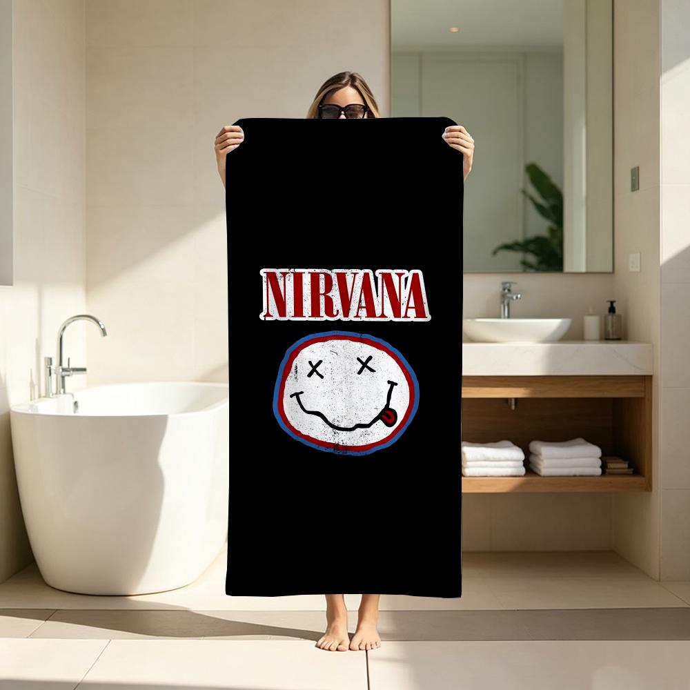 Rock Bands LOGO N-NirvanaS Towel ultra-fine fiber quick drying absorbent bath towel, outdoor swimming sports towel