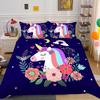 2023 Ny stil Dynetrekksett med Putetrekk Enhjørning Utskrift Sengedrakt King Queen Size Hjemmetekstiler Luksus Sengetrekksett