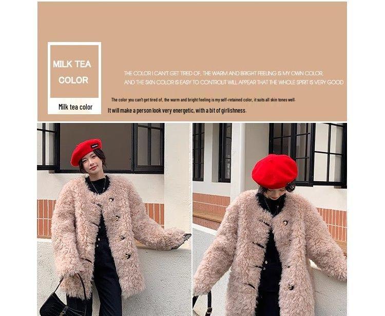 Women's Trendy Lamb Fur Coat, Winter Plus Velvet, Thick One-Piece, Plus Size Fashionable.