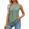 Women Solid Color V Neck Sleeveless Perforated Loose Casual Summer Tank Top
