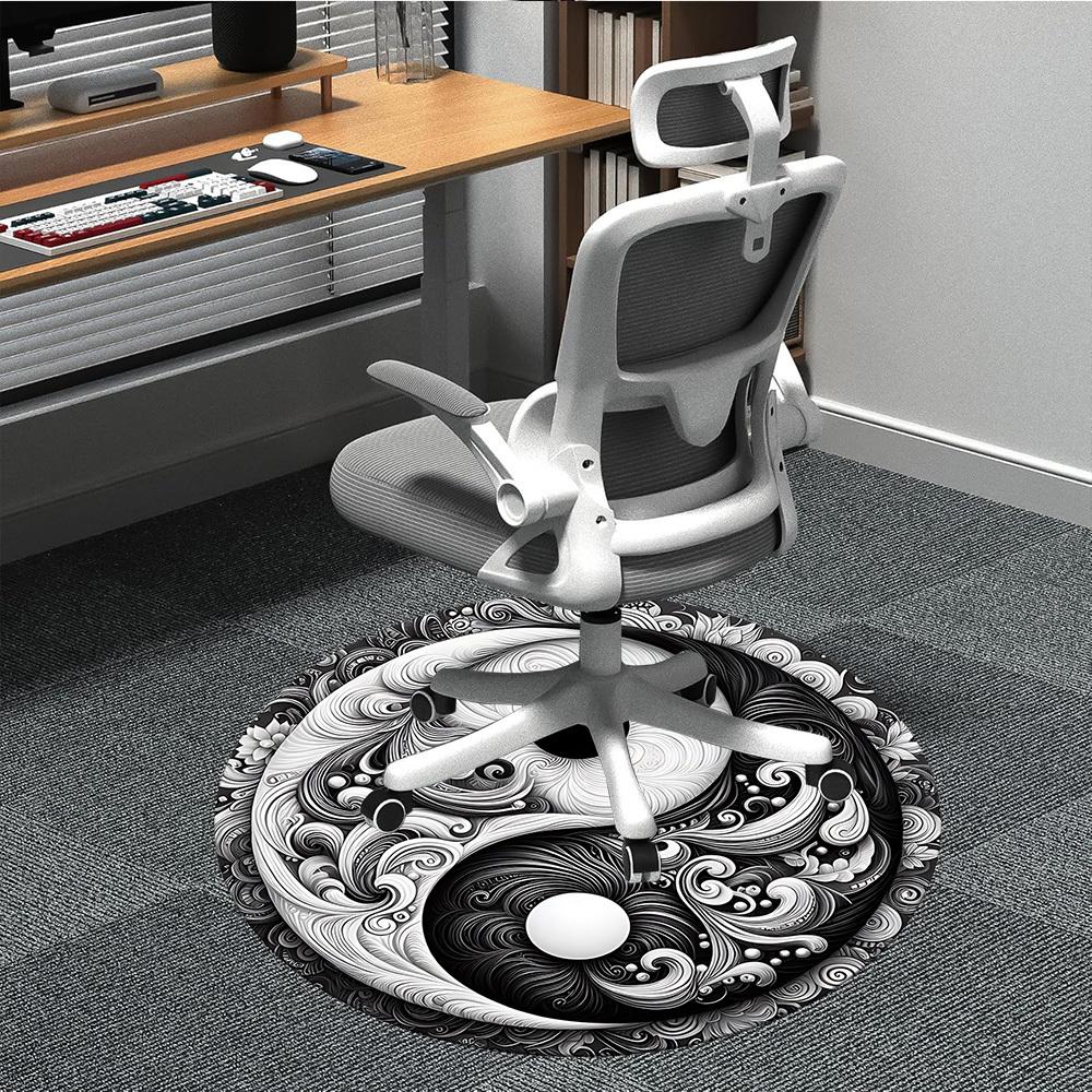 1pc Yin Yang Swirls Office Round Area Rug, Indoor Mat Suitable For Office, Under Office Chairs Bedroom Living Room Home Decor, Room Deco 054
