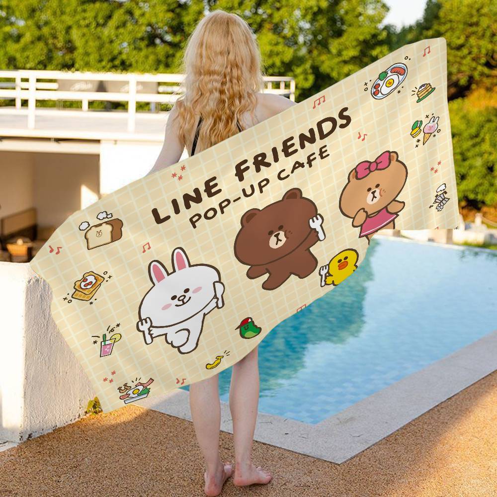 Classic Cartoon L-LINE F-FRIENDS Beach Towel Colorful Bath Towels For Girl Microfiber Quick Dry Sand Free Beach Gym Pool