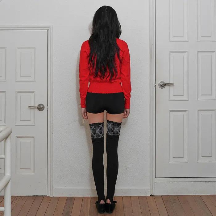 LACE LAYERED KNEE SOCKS [BLACK]