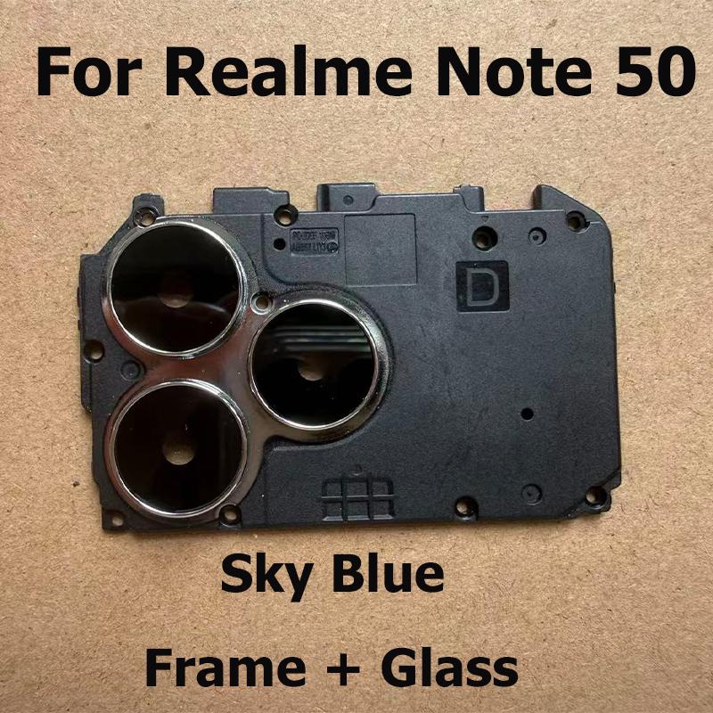 Rear Back Camera Lens Glass For Realme Note 50 Camera Glass Cover With Frame Holder Replacement Parts RMX3834