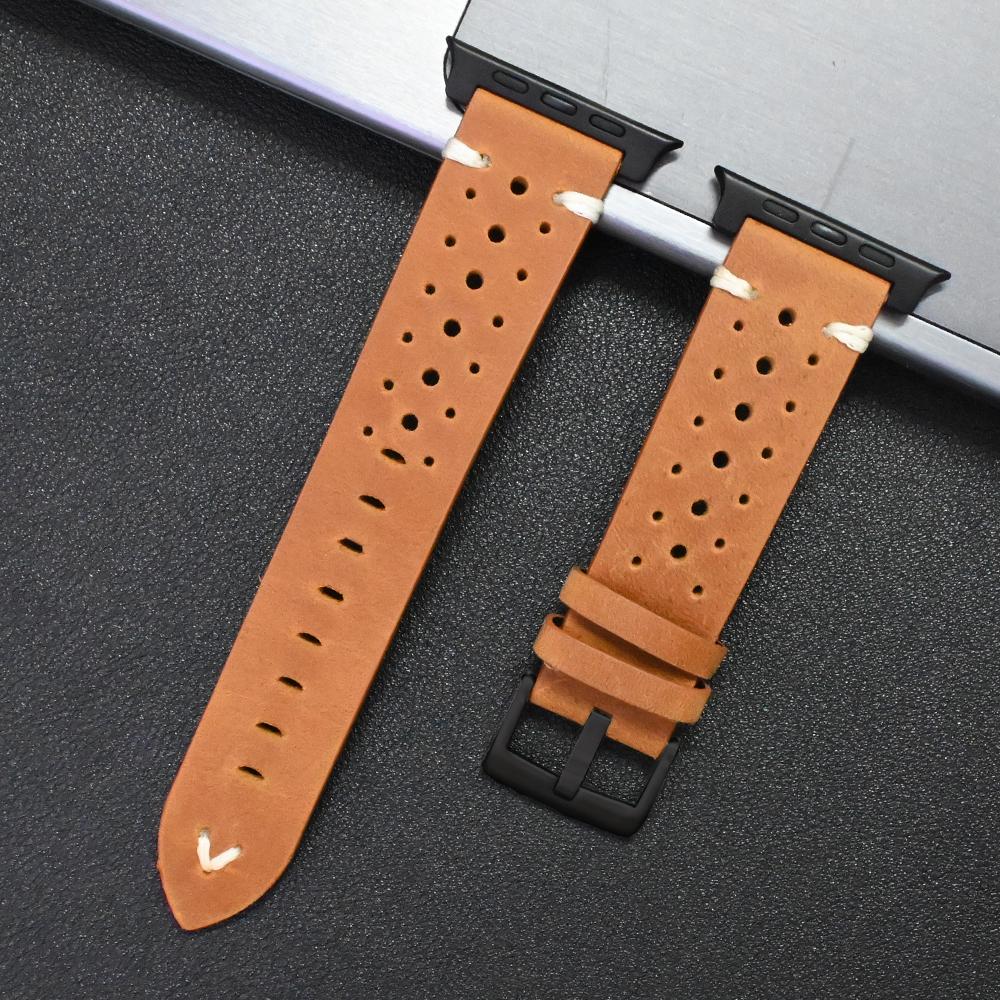 Echtes Lederarmband für Apple Watch Ultra 3 2 1 49mm Serie 11 10 46mm 9 8 7 45mm Titanarmband IWatch 6 5 4 Se 3 44mm Correa