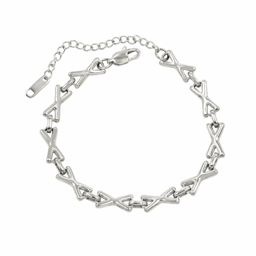 Unisex Hip Hop Style 8-Number Cross Necklace & Bracelet Set - European & American Niche Design
