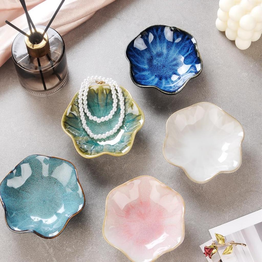 LOTUS LEAF JEWELRY TRAY - Ceramic Ring Holder Small Key Bowl Organizer Dish for Mom Friend Sister Jewelry Not Included 2pcs