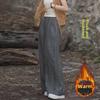 Women's Tie-Dye Cotton & Linen Wide-Leg Trousers with Velvet & Thickened Ramie