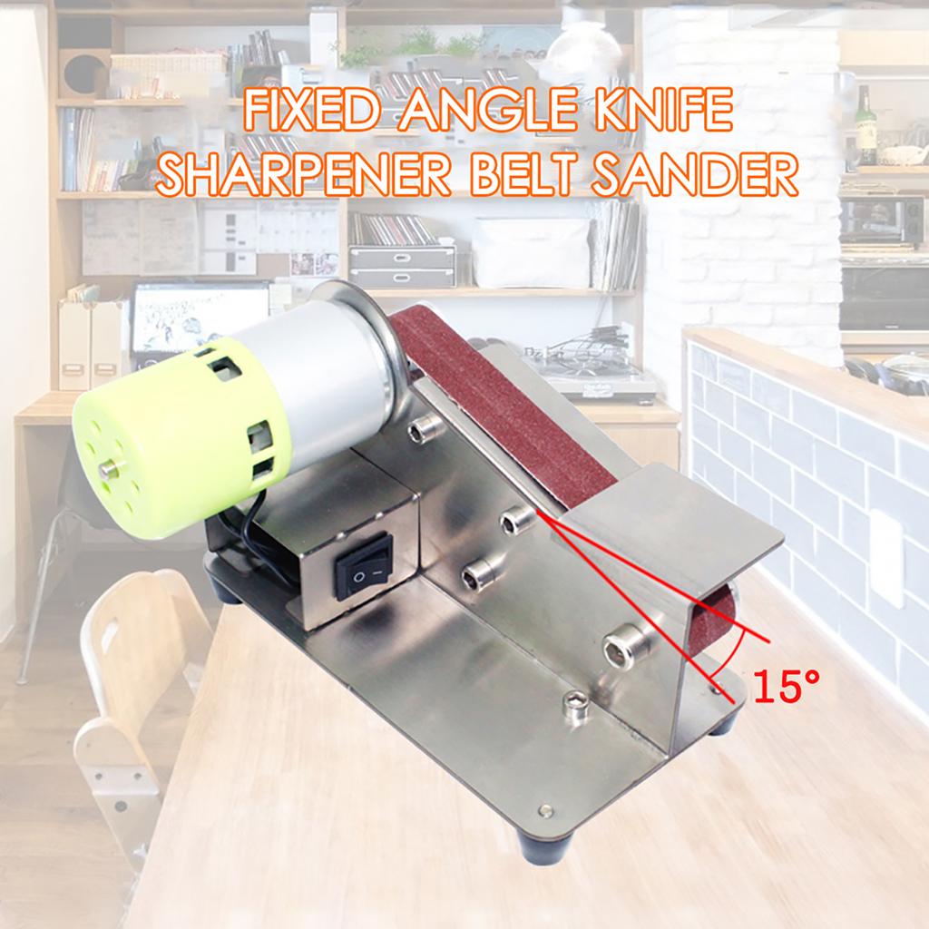 15-degree Fixed Angle Knife Sharpener Belt Sander 7 Level Adjustable Polisher Polishing Machine with 10pcs Sanding Belts