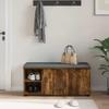 Hallway Bench with Cushion and Door Smoked Oak 100 x 38 x 46 cm