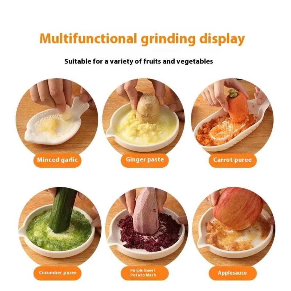 White Food Hand Grinder Portable Porcelain Grater Plate Kitchen Garlic Masher Fruits Processing