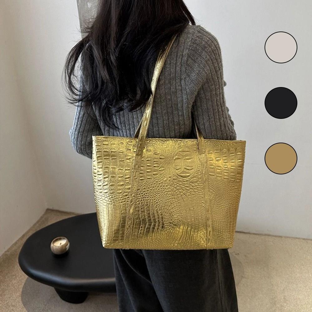 Crocodile Pattern Female Shoulder Bag PU Leather Armpit Tote Bag Fashion Women Handbag  Daily