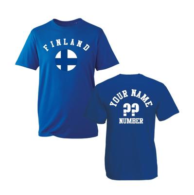 Personalized Finland Flag T-shirt Your Name & Number Top Men's Unisex Gift Tee