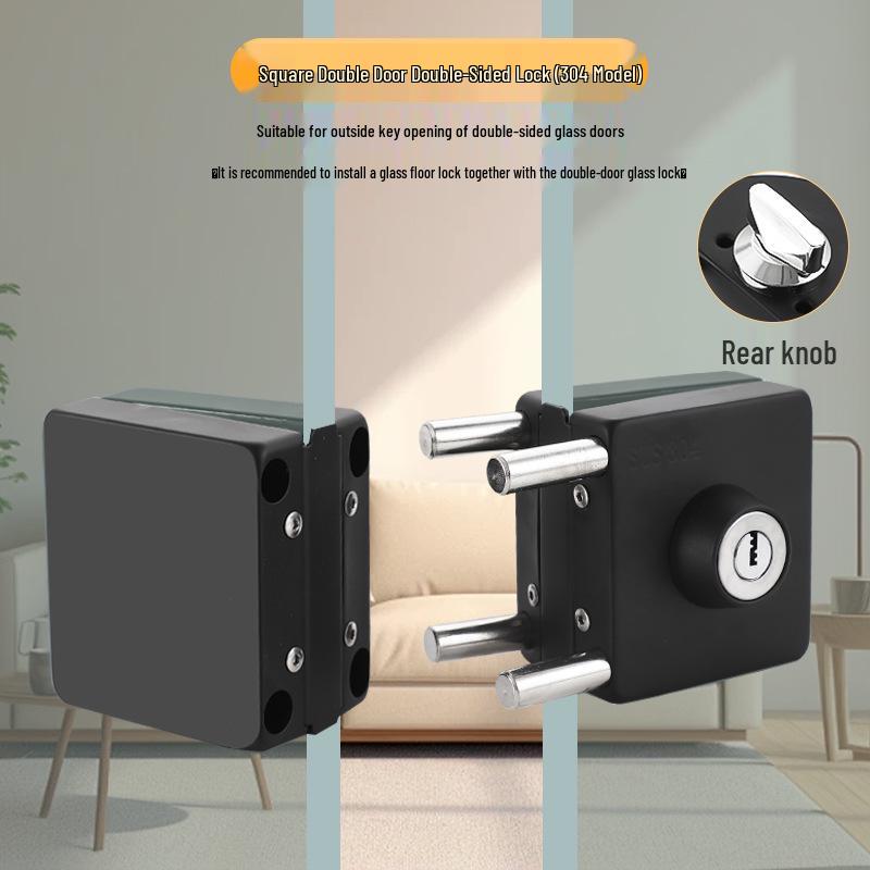 Frameless Glass Door Lock: U-shaped Hook & Round Lock for Single/Double Sliding Main or Office Doors
