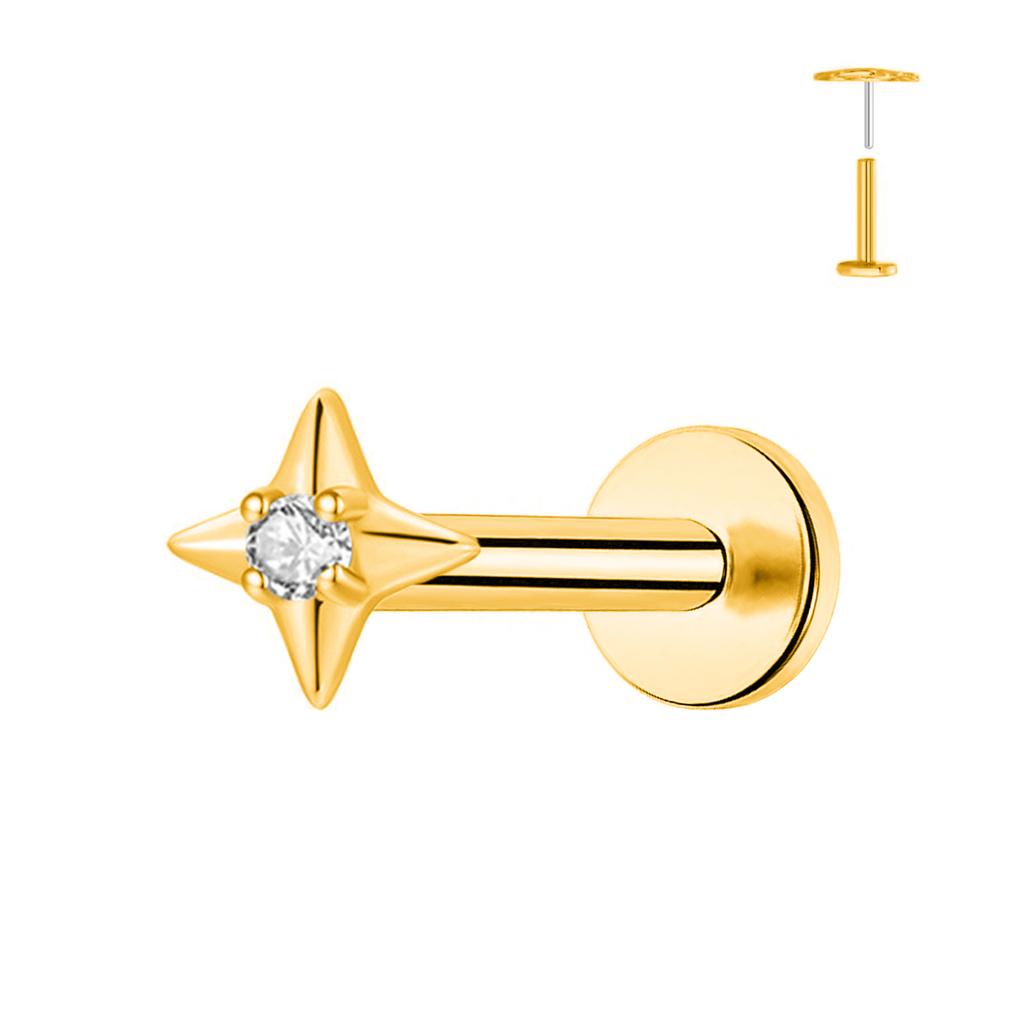 1PC G23 Titanium Heart Earring for Women Star Push-In Helix Tragus Rocket Cartilage Labret Stud Body Jewelry