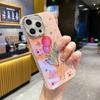 For Iphone 15 Pro Max 14 Plus Sparkling Pink Silver Lens Circle Fashion Flower Phone Case For Iphone 15 14 13 12 Pro Max 11 Soft Silicone Back Cover