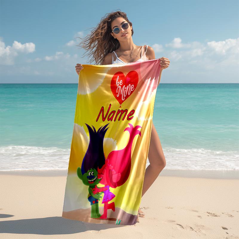 Personalized customized proof beach towel with Trolls pattern - soft, absorbent,quick-drying,perfect swimming,camping&bathing