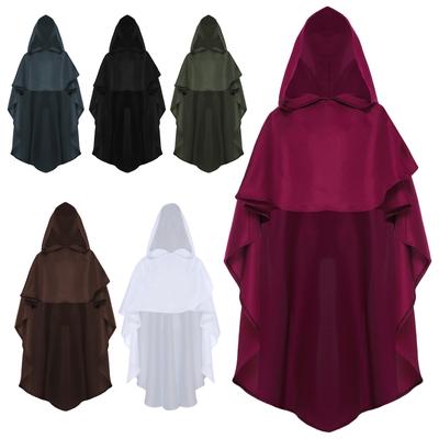 Zauberer Cosplay Kostüm Steampunk Gothic Kinder Halloween Mittelalter Ritter Umhang mit Kapuze geraffter Pullover Wickelmantel Maskenball