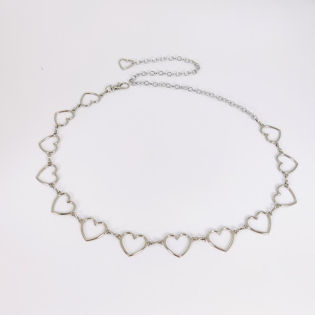 Women's belt Luxury Heart Shaped Metal Waist Chain Belt Goth accessories belts for women Punk style with Jeans Dress