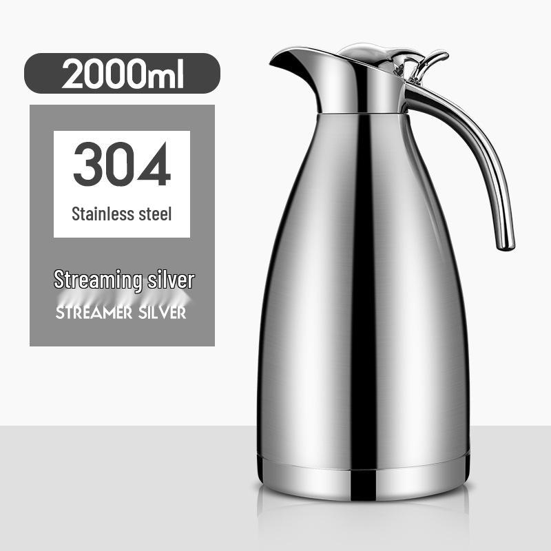 2L European-Style Insulated Vacuum Coffee Pot, 304 Stainless Steel - Keeps Drinks Hot or Cold