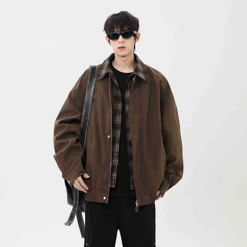 Fake Two-piece Short Jacket for Men's Spring New Baseball Uniform for Teenagers American Lapel Clip