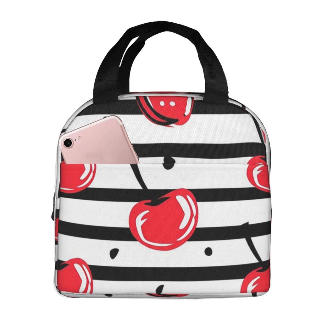 Cartoon Cherry Pattern Insulated Lunch Bag for Women Kids Portable Food Boxes Thermal Lunch Box Tote