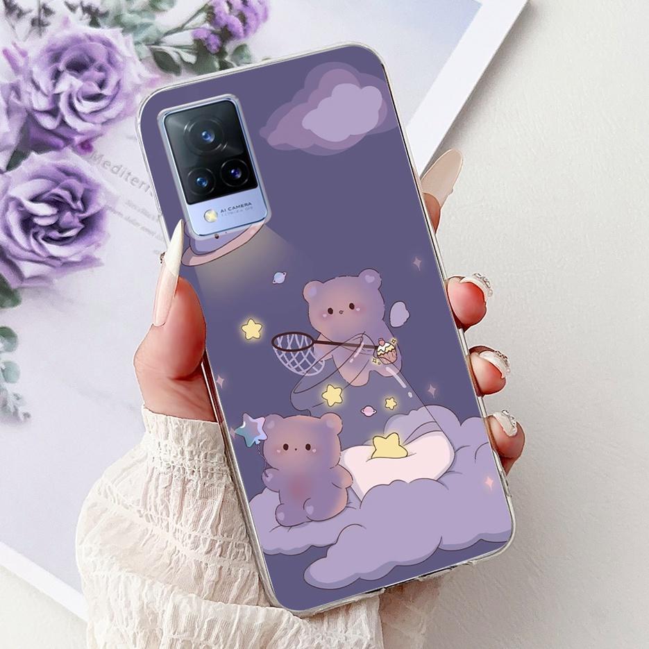 For Vivo V21e Case V2061 Cute Cat Lion Painted Cover Soft Silicone Phone Cases For Vivo V21 V2066 V2108 V 21 VivoV21 E 4G Fundas