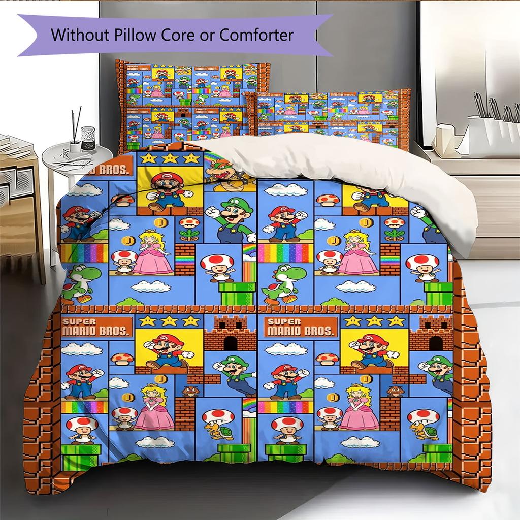 Hide Mario Tube Bedding Quilt Set Quilt Cover Pillowcase Home Decoration Birthday Gift (1 * duvet cover + 2 * pillowcase, without core)