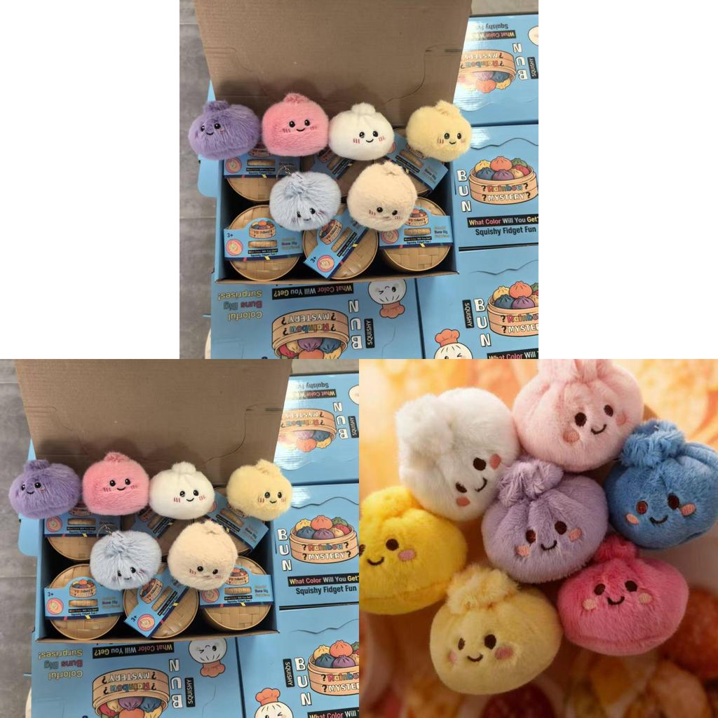 Foodshaped Plush Baozi Stress Ball With Keyring For Office And Home Use