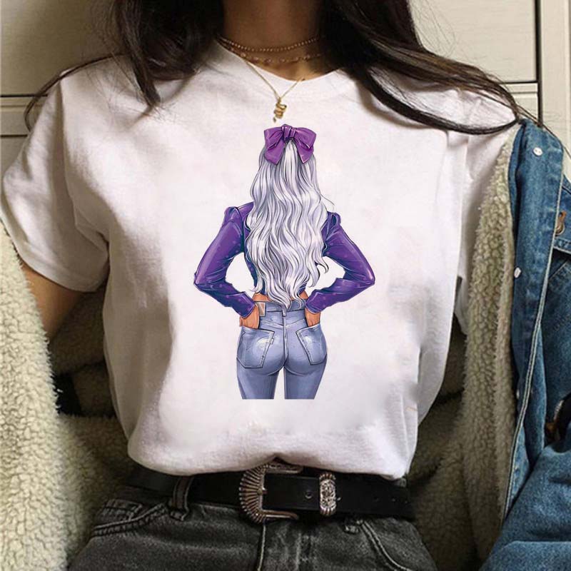 Women T Shirt Fashion Casual Female Print Shirt Loose Women Oneck Tops Harajuku 90s Girls Kawaii T Shirt Korean Style Clothes