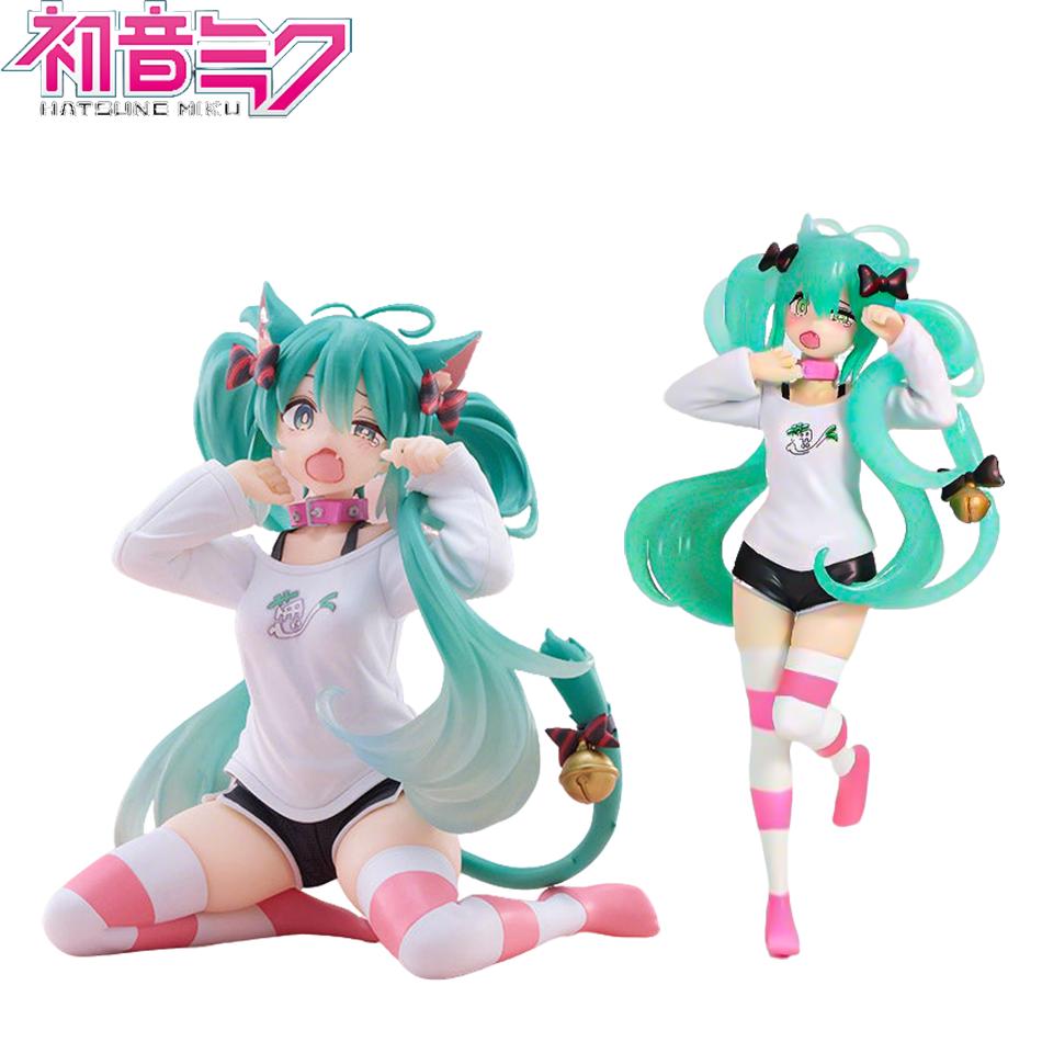 New Hatsune Miku Desktop Cute Action Figure 11cm Neko T-Shirt Ver. Anime Figurine Kawaii Girl Model Toy Gifts
