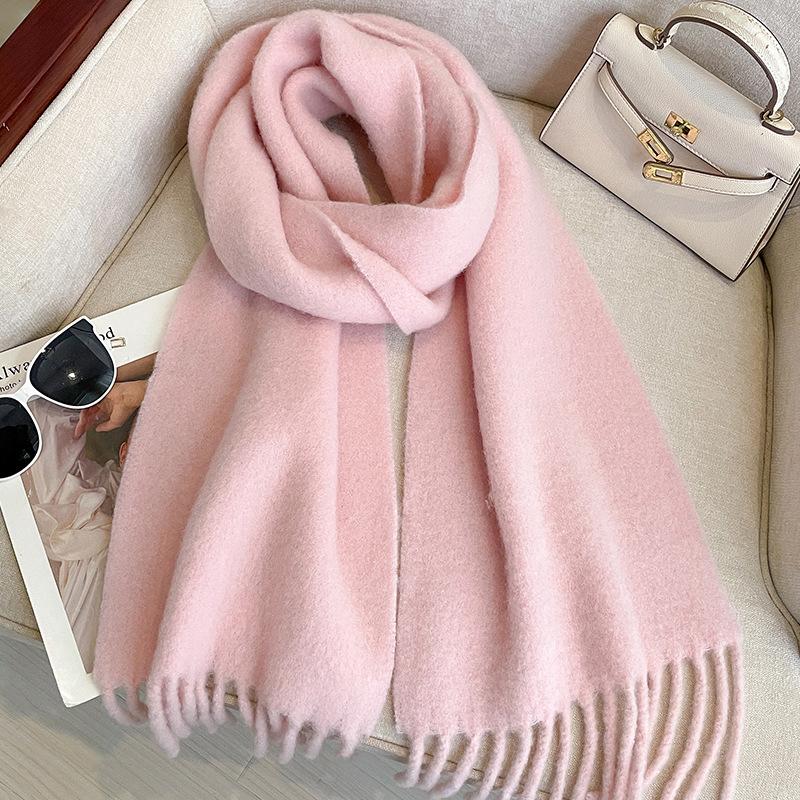 Australia Wool Winter Scarf For Women Long Warm Cashmere Scarves Hijab Solid Lady Shawl Wrap Female Pashmina Bandana Head Scarf