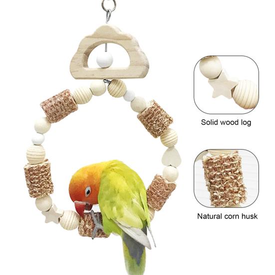 Wooden Parrot Swing Hanging Bird Perch Bird Chew Toy Birdcage Pet Accessory for Cockatiels Lovebirds Budgerigars