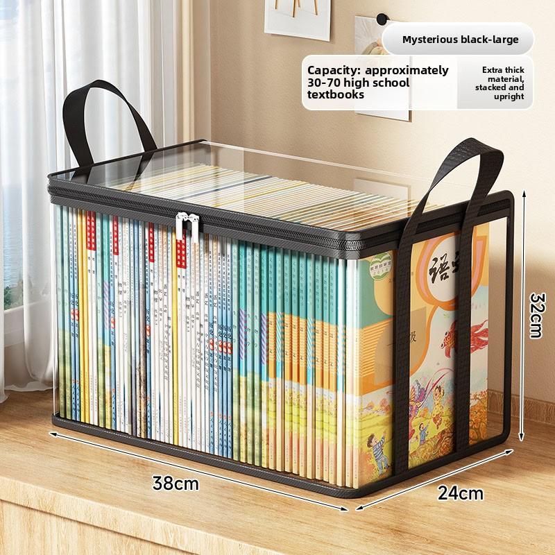 Dustproof Transparent Book Storage Bag Foldable Desktop Organizer for Students Home Classroom Old Books Container251