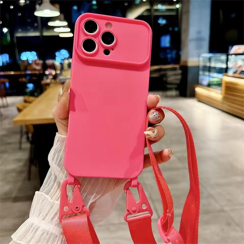 Shockproof TPU Crossbody Lanyard Silicone Phone Case For iPhone17 16 15 14 13 Pro Max 12 11 Cord Rope Necklace Strap Soft Cover