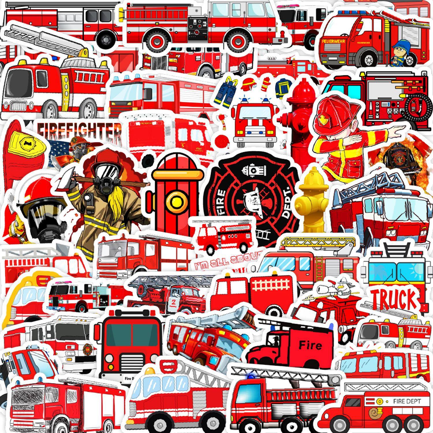 

50 пожарных машин, ноутбуков, скейтбордов, чашек для воды, багажа, граффити, декоративные наклейки