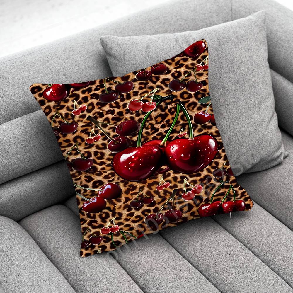 

Leopard Print Cherry Star Throw Pillow Case For 50x50cm 40x40cm 55x55cm 45x45cm 30x30cm Square Bedroom Pillowcase Cover 30cmx30cm
